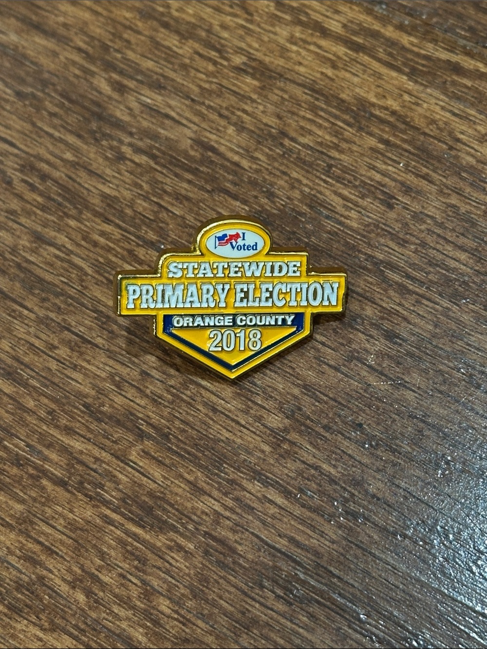 Statewide Primary Election 2018 Enamel Pin - Orange County